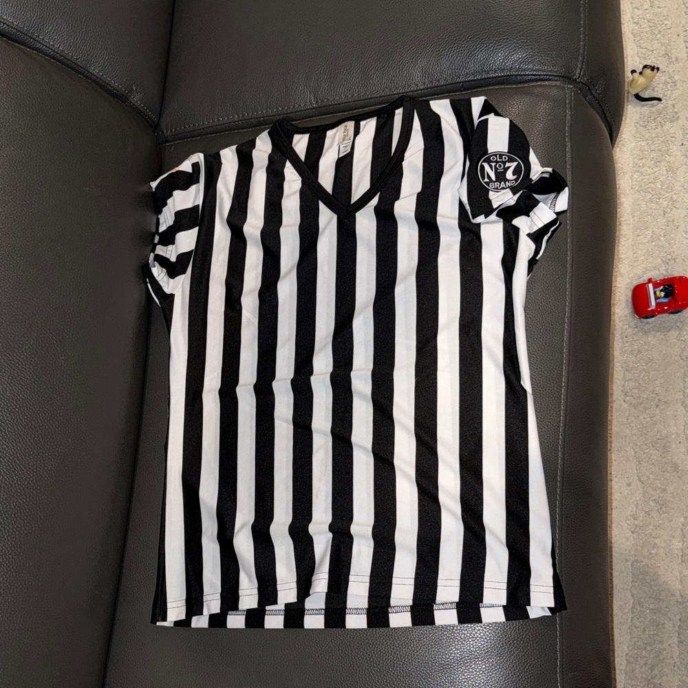 Black and White Striped referee jack Daniels Shirt